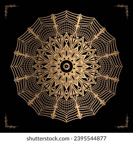 Luxury mandala design gold color Vetor