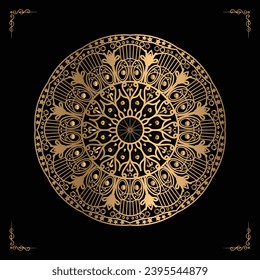 Luxury mandala design gold color Vetor