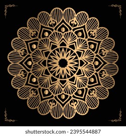 Luxury mandala design gold color Vetor