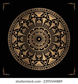 Luxury mandala design gold color Vetor