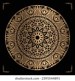 Luxury mandala design gold color Vetor