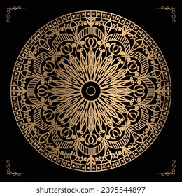 Luxury mandala design gold color Vetor