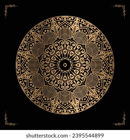 Luxury mandala design gold color Vetor