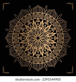 Luxury mandala design gold color Vetor