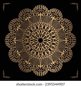 Luxury mandala design gold color Vetor