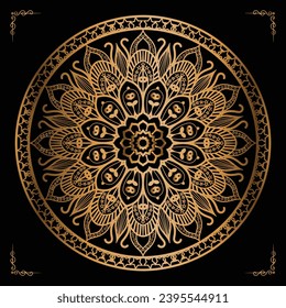 Luxury mandala design gold color Vetor