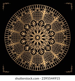 Luxury mandala design gold color Vetor