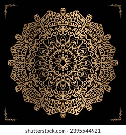 Luxury mandala design gold color Vetor