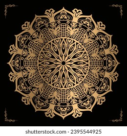 Luxury mandala design gold color Vetor