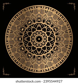 Luxury mandala design gold color Vetor