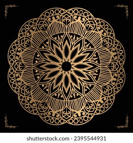 Luxury mandala design gold color Vetor