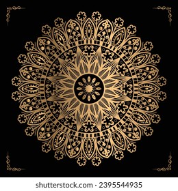 Luxury mandala design gold color Vetor