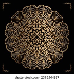 Luxury mandala design gold color Vetor