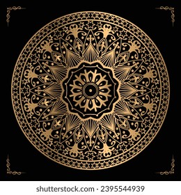 Luxury mandala design gold color Vetor