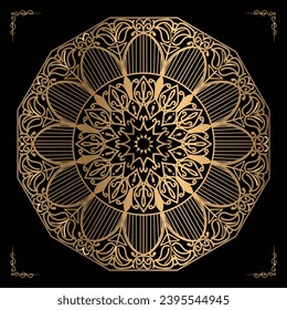 Luxury mandala design gold color Vetor