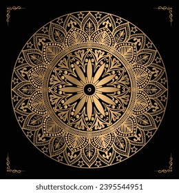 Luxury mandala design gold color Vetor