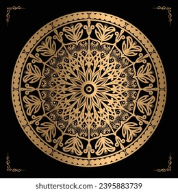 Luxury mandala design gold color Vetor