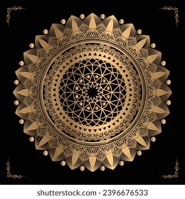 Luxury mandala design gold color Vetor