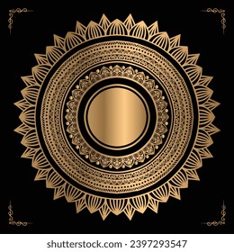 Luxury mandala design gold color Vetor