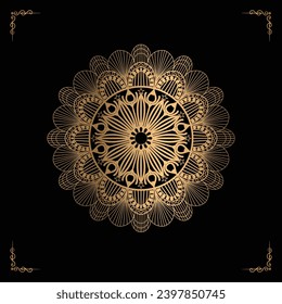 Luxury mandala design gold color Vetor