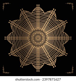 Luxury mandala design gold color Vetor