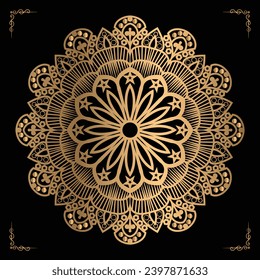 Luxury mandala design gold color Vetor