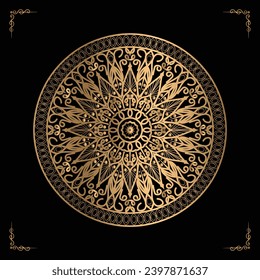 Luxury mandala design gold color Vetor