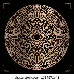 Luxury mandala design gold color Vetor