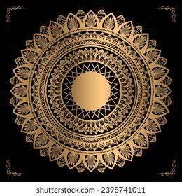 Luxury mandala design gold color Vetor