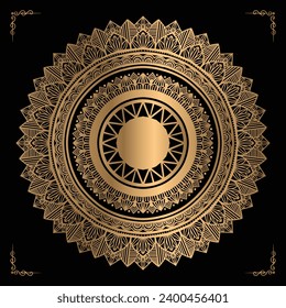 Luxury mandala design gold color Vetor