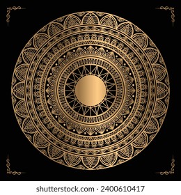 Luxury mandala design gold color Vetor