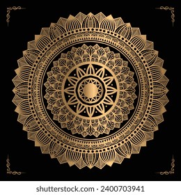 Luxury mandala design gold color Vetor