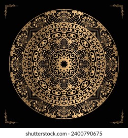 Luxury mandala design gold color Vetor