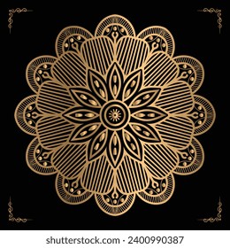 Luxury mandala design gold color Vetor