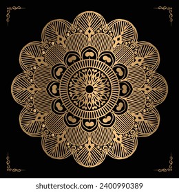 Luxury mandala design gold color Vetor