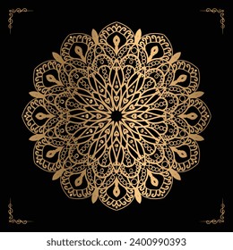 Luxury mandala design gold color Vetor