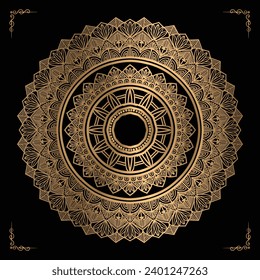 Luxury mandala design gold color Vetor