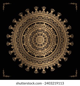  Luxury mandala design gold color Vetor