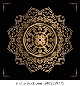 Luxury mandala design gold color Vetor