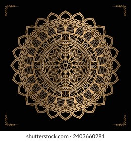 Luxury mandala design gold color Vetor