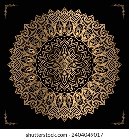 Luxury mandala design gold color Vetor