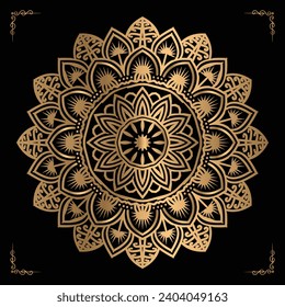 Luxury mandala design gold color Vetor