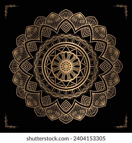 Luxury mandala design gold color Vetor