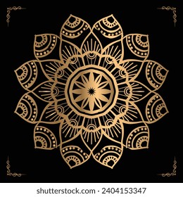 Luxury mandala design gold color Vetor