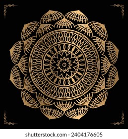 Luxury mandala design gold color Vetor