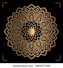 Luxury mandala design gold color Vetor