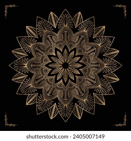  Luxury mandala design gold color Vetor