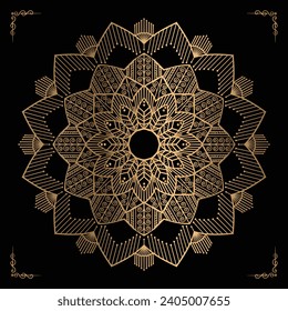  Luxury mandala design gold color Vetor