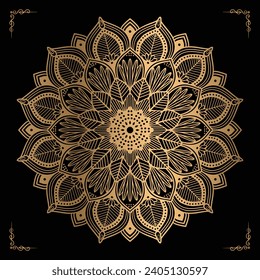 Luxury mandala design gold color Vetor