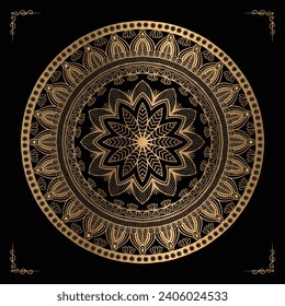  Luxury mandala design gold color Vetor